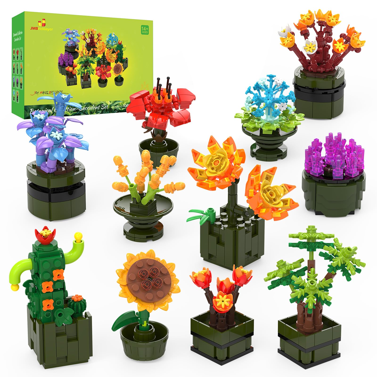 Amazon.com: JMBricklayer Flowers Succulents Building Sets for
